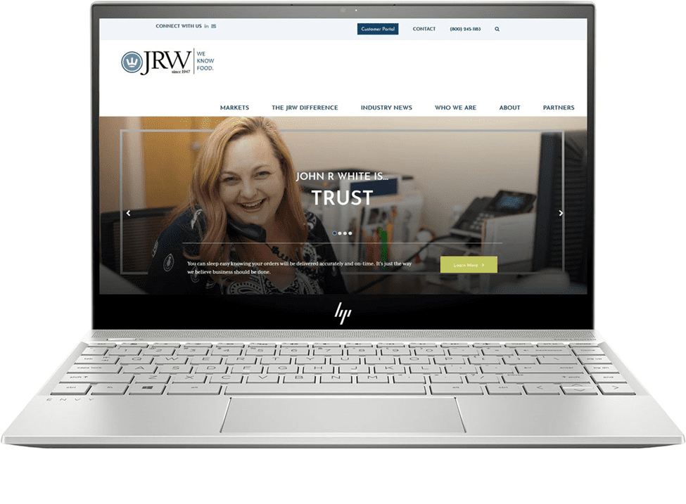 Laptop with a B2B website on the screen
